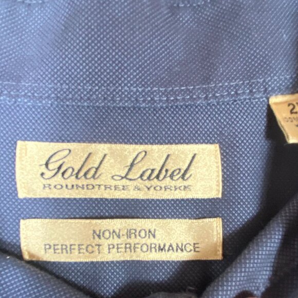 Roundtree & Yorke Gold Label Non-Iron Gray Dress Shirt Button-Up Mens size 2XT - Picture 4 of 8